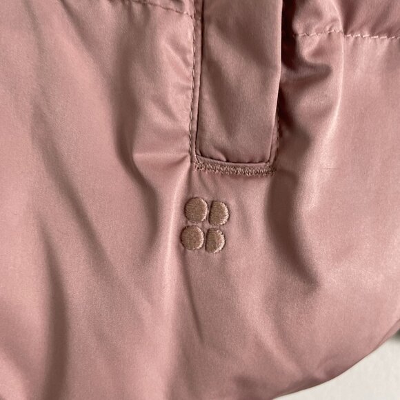Sweaty Betty Womens 4 Dusty Pink Insulated Puffer Bomber Jacket Ribbed Collar - Picture 11 of 15